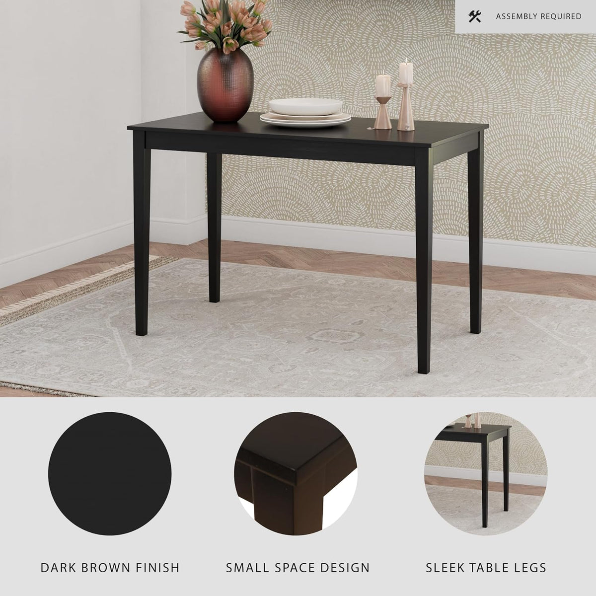 Signature Design by Ashley Kimonte Rectangular Dining Room Table, Black