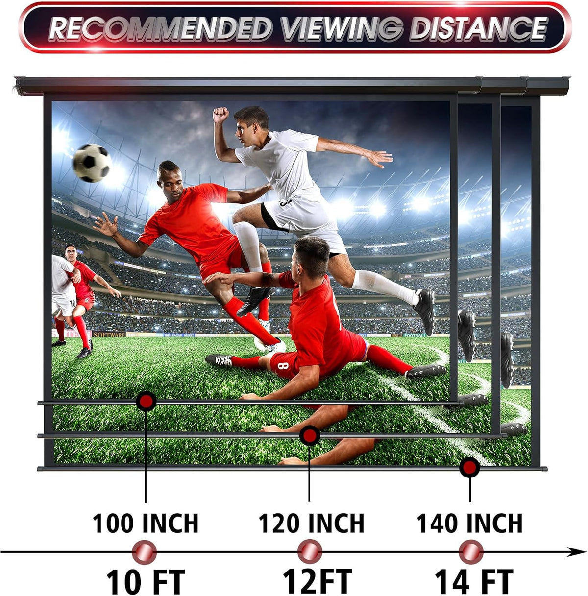Aoxun 140 Inch Pull Down Projector Screen, HD 4K 16:9 Motorized Retractable Projector Screen for Indoor and Outdoor with Remote Control, Manual Projection Screen for Home Theater or Office, Black