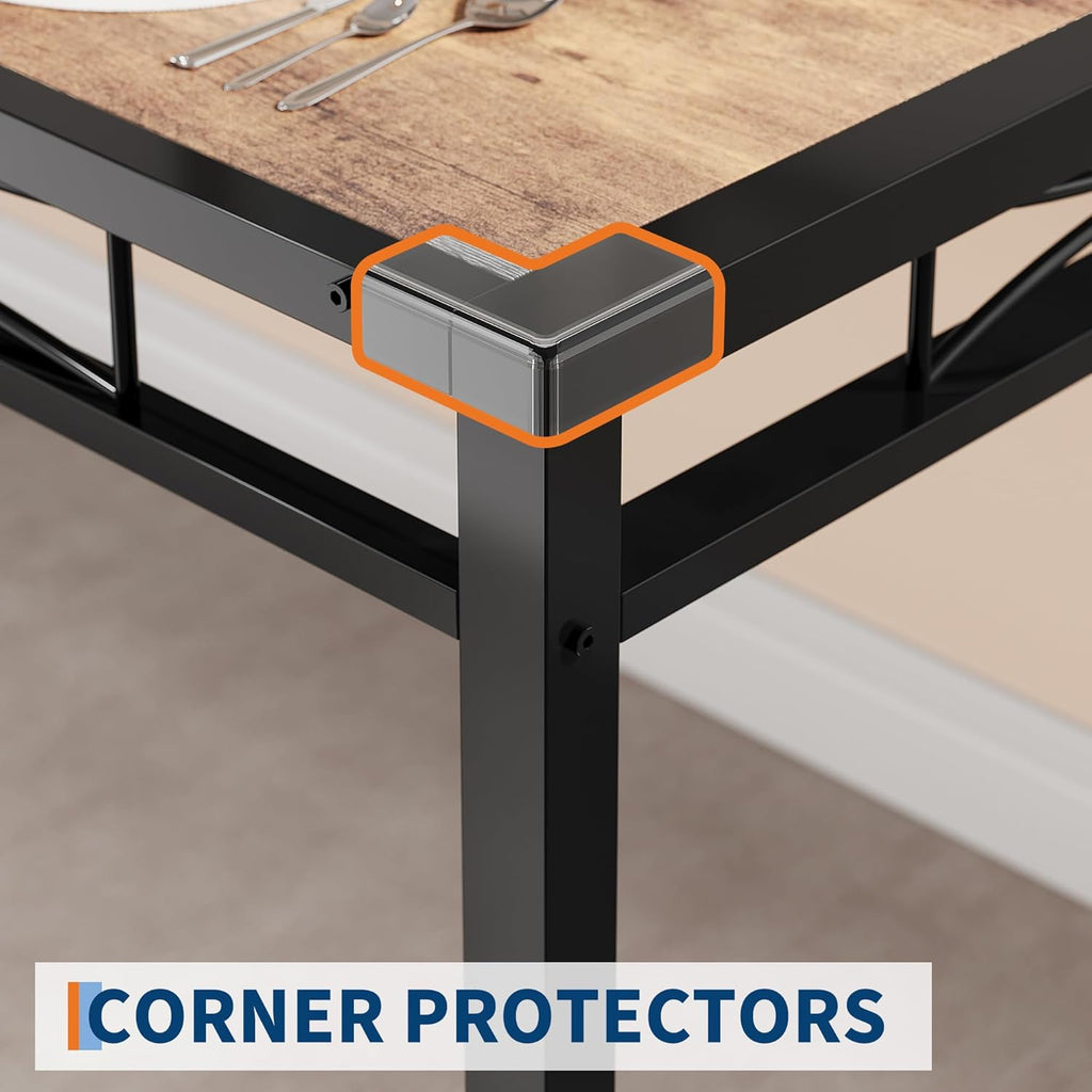 GarveeHome Dining Table Set for 4, Dining Room Table Set for 4 with Upholstered Chairs, Wood Kitchen Table Chairs Set of 4 with Corner Protector for Small Space, Kitchen, Apartment, Rustic Brown