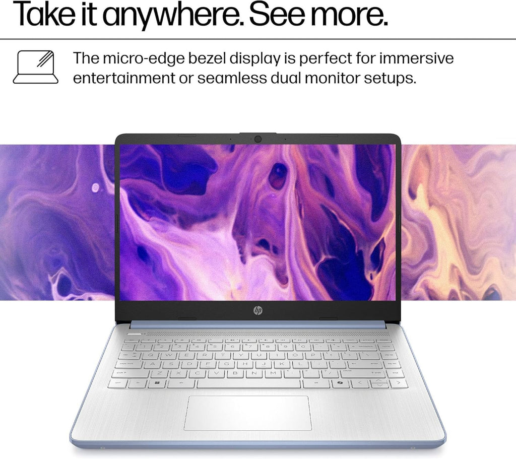 HP Pavilion Laptop 2026 Notebook for Students & Remote Work, Intel N150, 128GB Storage, 256GB SD Card, Lightweight, Long Battery Life, Wi-Fi 6, 1 Year Office 365, Win 11 Home S, Steel Blue