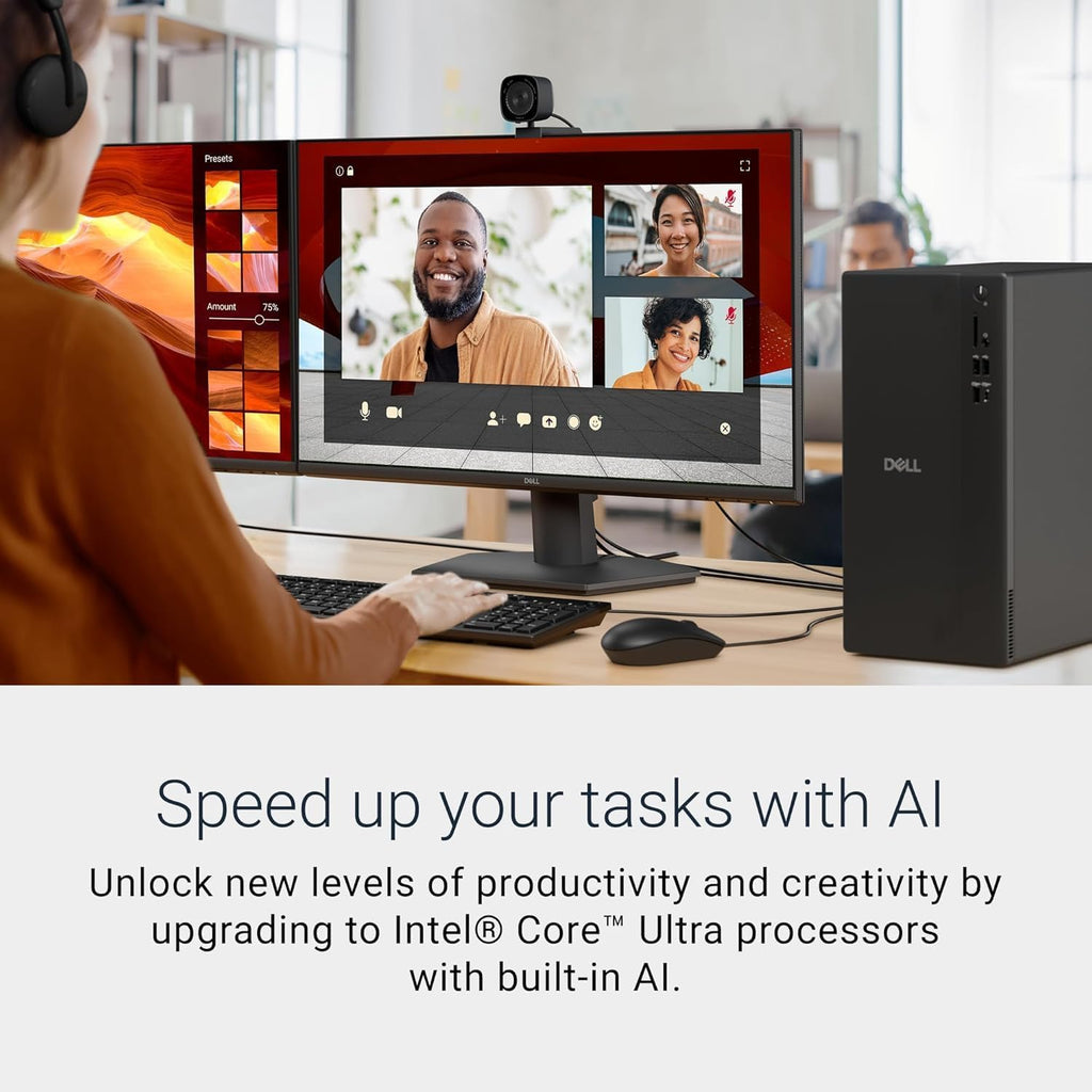 Dell ECT1250 Tower Desktop Computer - Intel Core Ultra 5 225 Processor, 16GB DDR5 RAM, 512GB NVMe SSD, Intel UHD Graphics, Wi-Fi 6 & Bluetooth 5.4, Keyboard & Mouse, AI Copilot, Windows 11 Pro