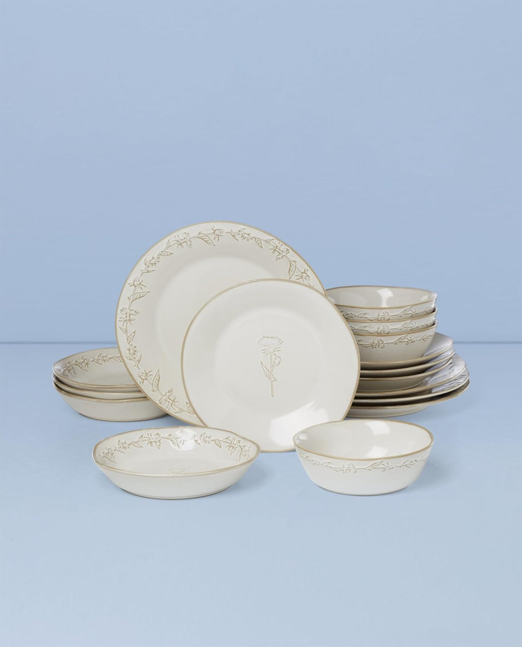 Lenox Dinnerware Set, Homespun 16-Piece Set, Service For 4, Stoneware Material, Dishwasher & Microwave Safe, Home And Kitchen, Dishes, Kitchen And Dining, Plates And Bowls Sets (White, 16 Pieces)