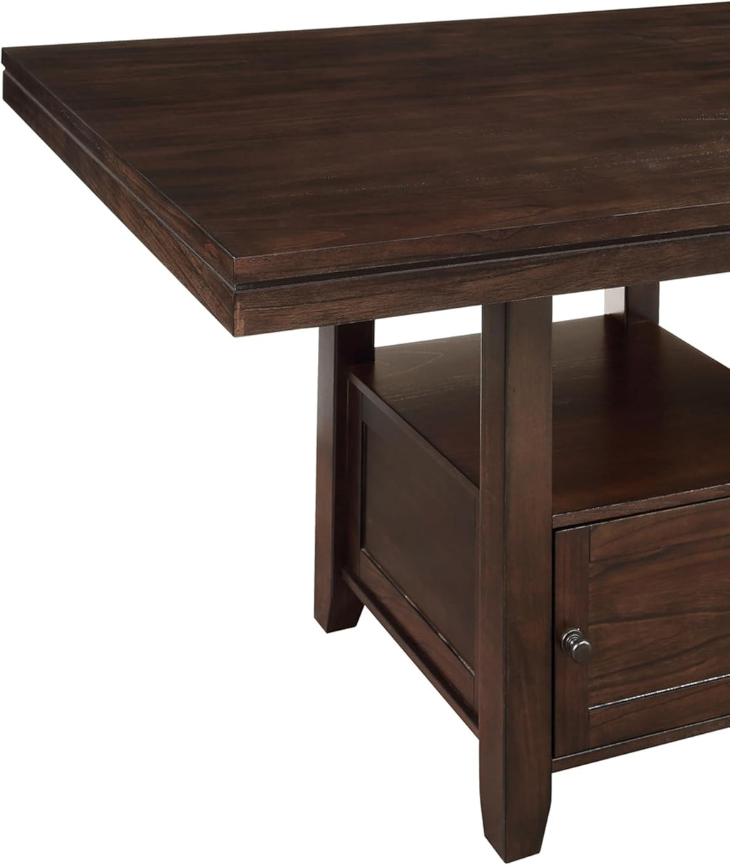 Steve Silver Furniture Yorktown 7-Piece Counter Table Set, 60" Table w/ 6 Upholstered Counter Chairs, Seats up to 8, Dining Room, Hidden Base Storage, 60" L x 42" W x 36" H, Espresso Brown