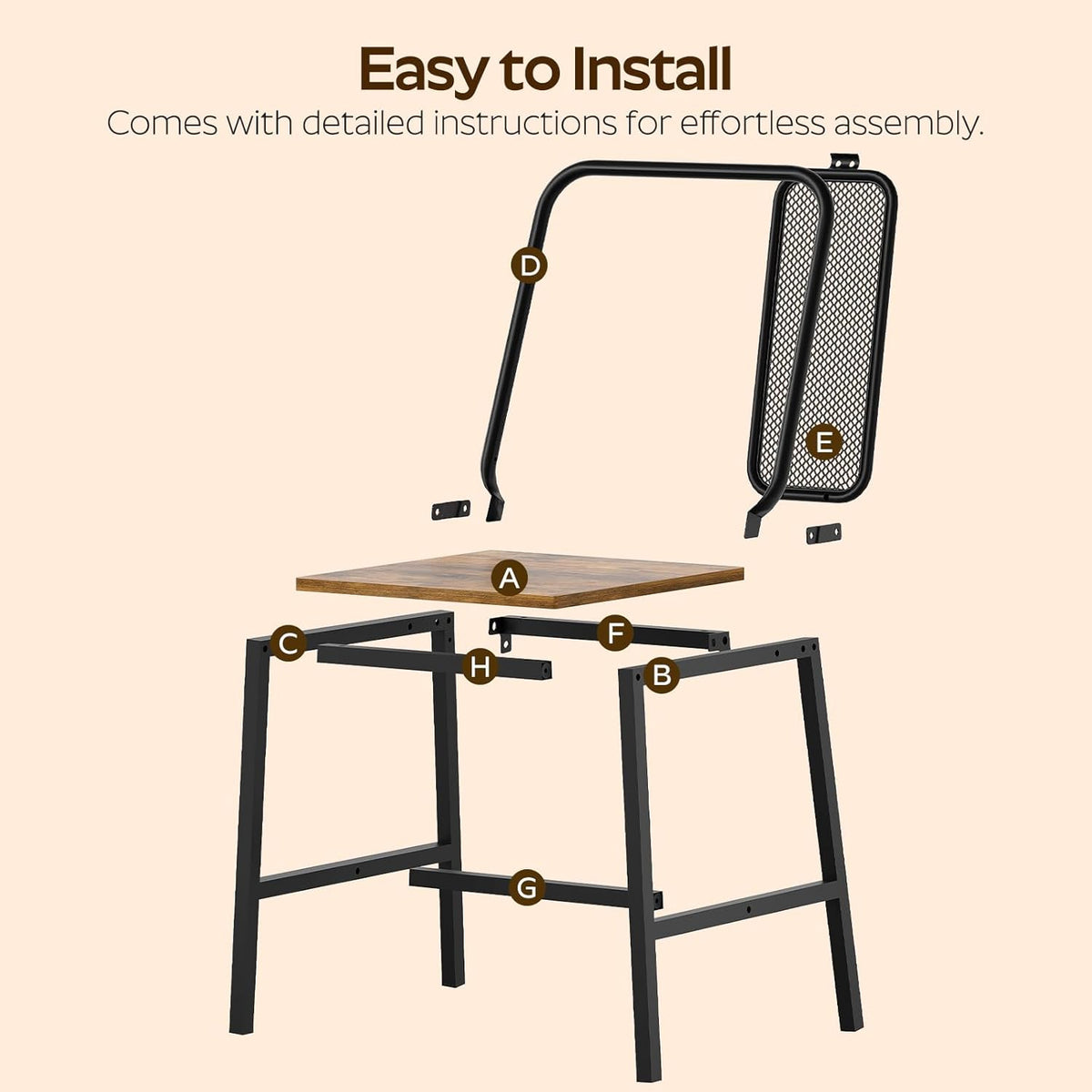 YATINEY Dining Chairs Set of 4, Wooden Kitchen Chairs, Farmhouse Dining Chairs with Back Support, for Living Room, Kitchen, Rustic Brown and Black CY01L4BRN1