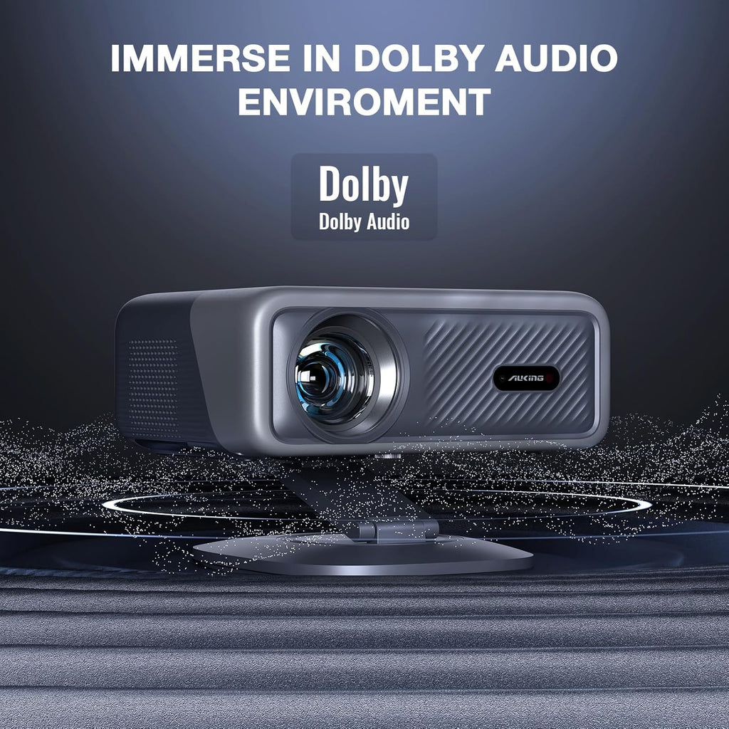 Now with Netflix & 4000 ANSI 4K Projector with WiFi and Bluetooth,TOF Real-Time Auto Focus Smart Projector, Upgrade for AuKing Overhead Projectors Theater Proyector with Omni-Adjustable Stand(grey)