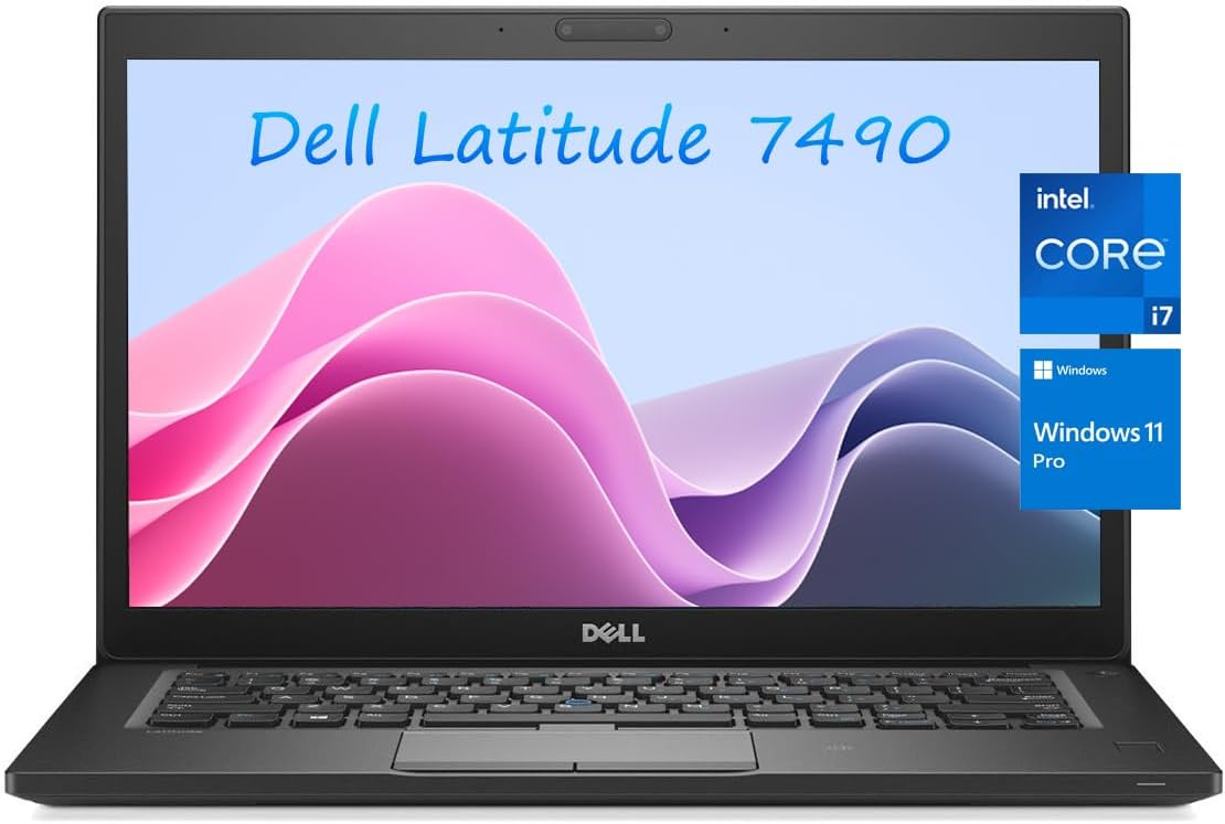 Dell Latitude 7490 Business Laptop, Intel Core i7-8650U, 16GB DDR4 RAM, 512GB SSD, 14" HD (1366x768), CAM, HDMI, Windows 11 Pro (Renewed)